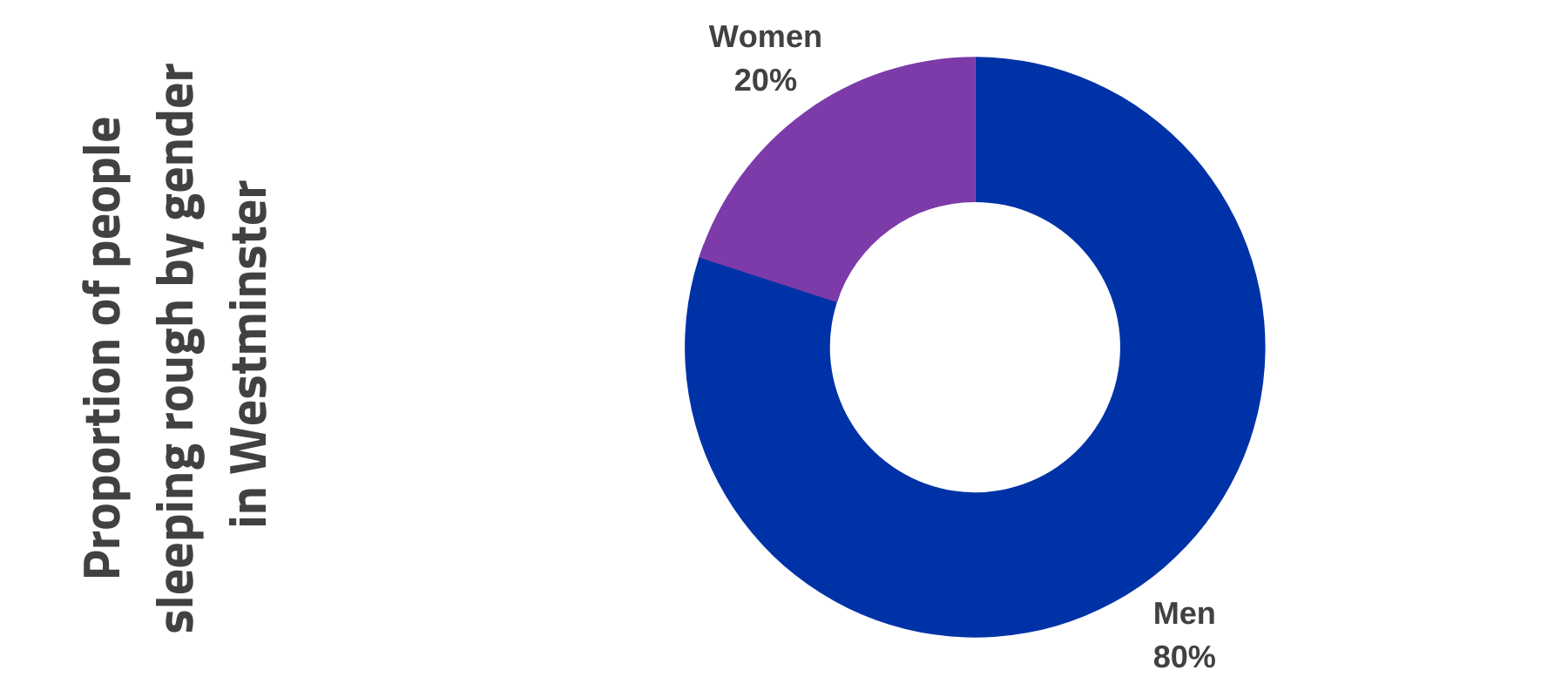 people sleeping rough by gender, 80% male to 20% female